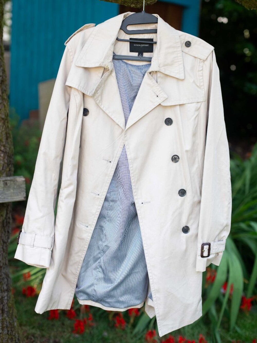 Banana Republic Double Breasted Belted Trench Coat Size Large